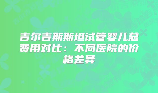 吉尔吉斯斯坦试管婴儿总费用对比:不同医院的价格差异