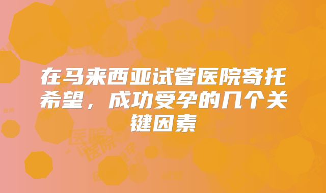 在马来西亚试管医院寄托希望,成功受孕的几个关键因素
