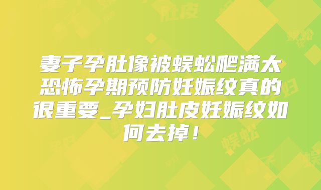 妻子孕肚像被蜈蚣爬满太恐怖孕期预防妊娠纹真的很重要_孕妇肚皮妊娠纹如何去掉！