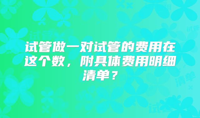 试管做一对试管的费用在这个数，附具体费用明细清单？