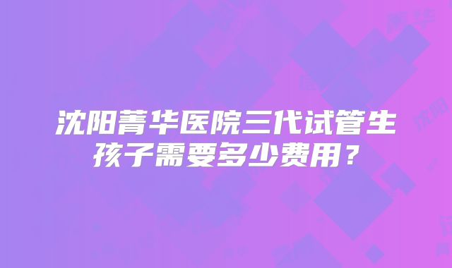 沈阳菁华医院三代试管生孩子需要多少费用？