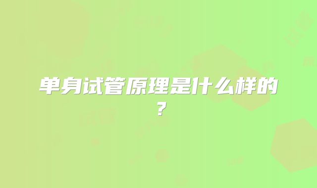 单身试管原理是什么样的?