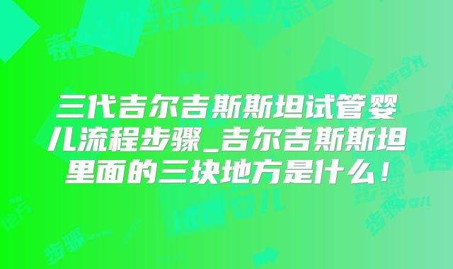 三代吉尔吉斯斯坦试管婴儿流程步骤_吉尔吉斯斯坦里面的三块地方是什么！