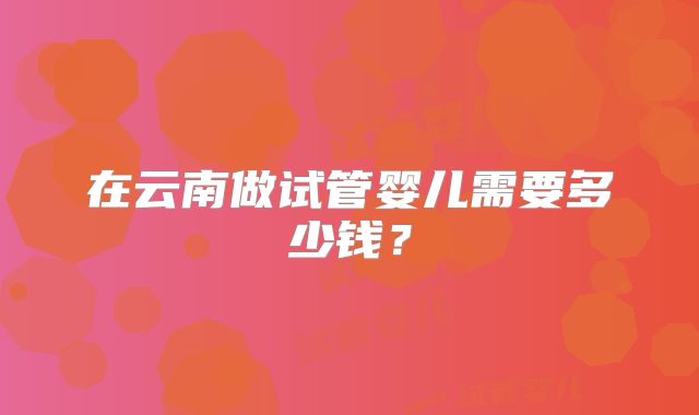 在云南做试管婴儿需要多少钱？