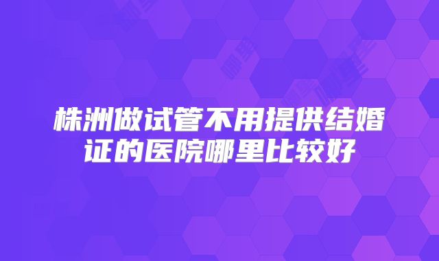 株洲做试管不用提供结婚证的医院哪里比较好