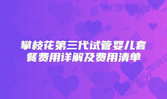 攀枝花第三代试管婴儿套餐费用详解及费用清单