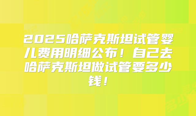 2025哈萨克斯坦试管婴儿费用明细公布！自己去哈萨克斯坦做试管要多少钱！