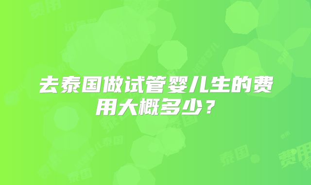 去泰国做试管婴儿生的费用大概多少？