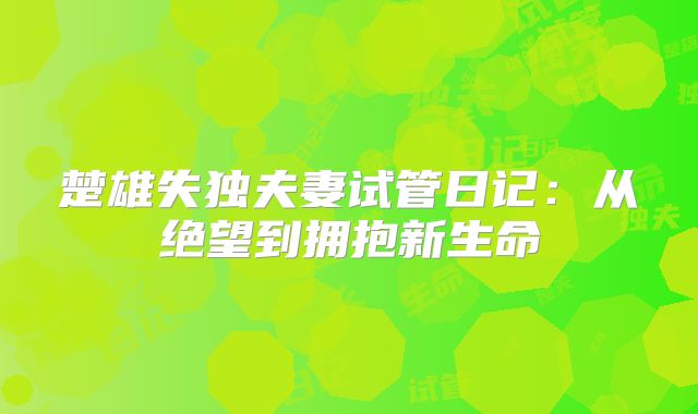 楚雄失独夫妻试管日记：从绝望到拥抱新生命