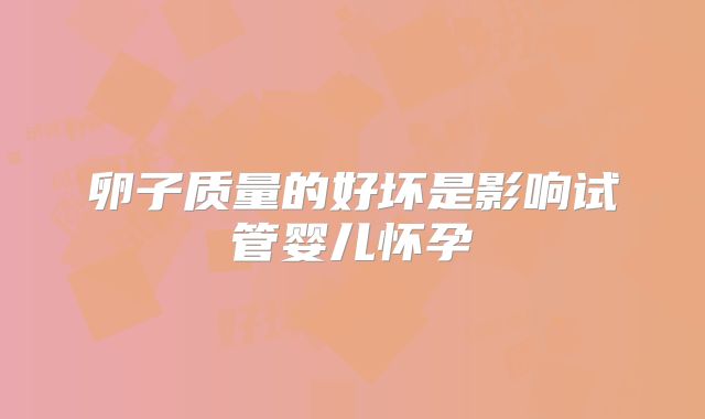 卵子质量的好坏是影响试管婴儿怀孕