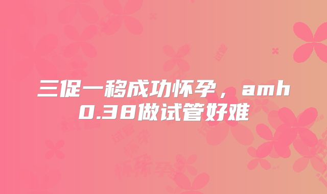 三促一移成功怀孕,amh0.38做试管好难