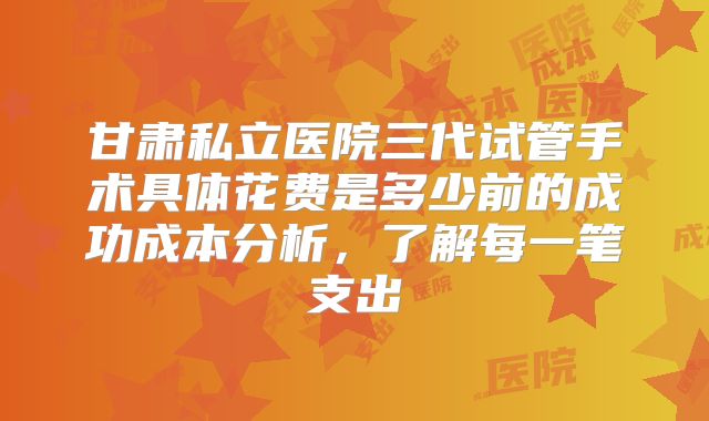 甘肃私立医院三代试管手术具体花费是多少前的成功成本分析，了解每一笔支出