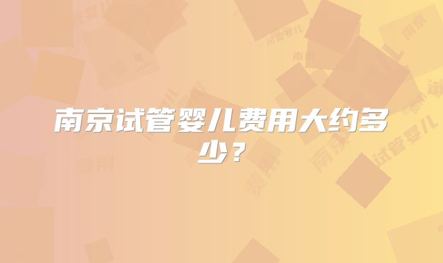 南京试管婴儿费用大约多少？