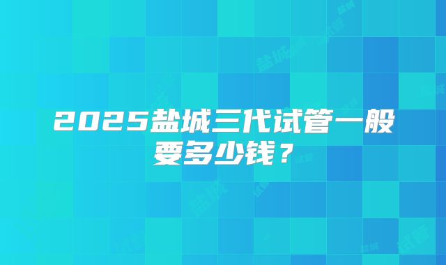 2025盐城三代试管一般要多少钱？