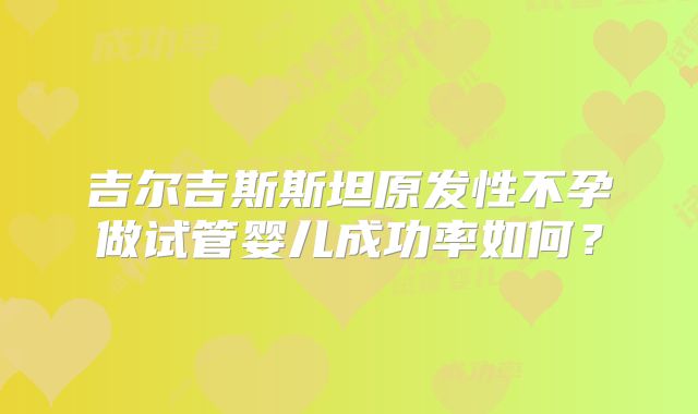 吉尔吉斯斯坦原发性不孕做试管婴儿成功率如何?