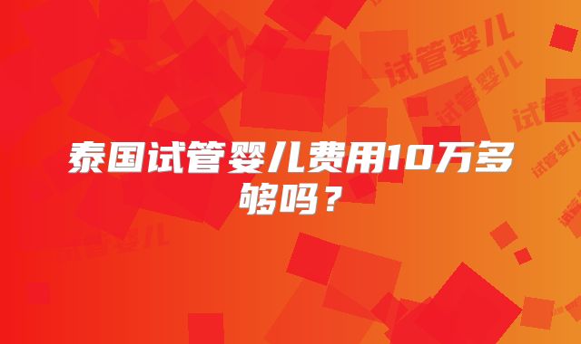 泰国试管婴儿费用10万多够吗？