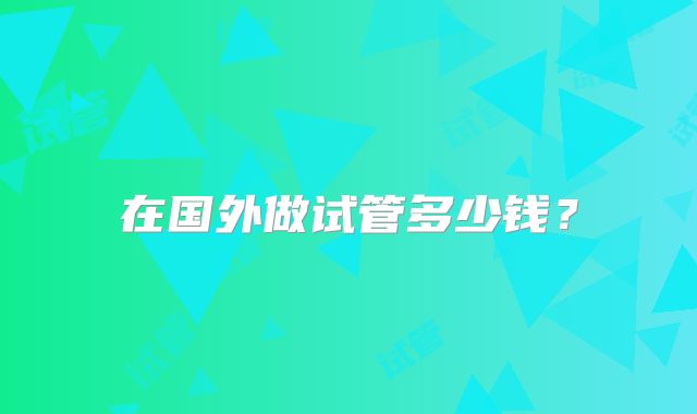 在国外做试管多少钱？