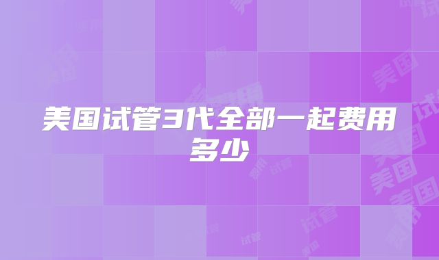 美国试管3代全部一起费用多少
