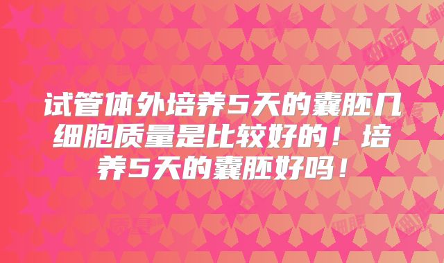 试管体外培养5天的囊胚几细胞质量是比较好的!培养5天的囊胚好吗!