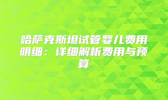 哈萨克斯坦试管婴儿费用明细：详细解析费用与预算