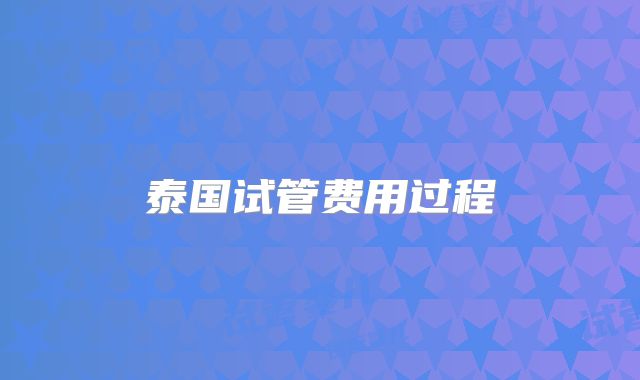 泰国试管费用过程