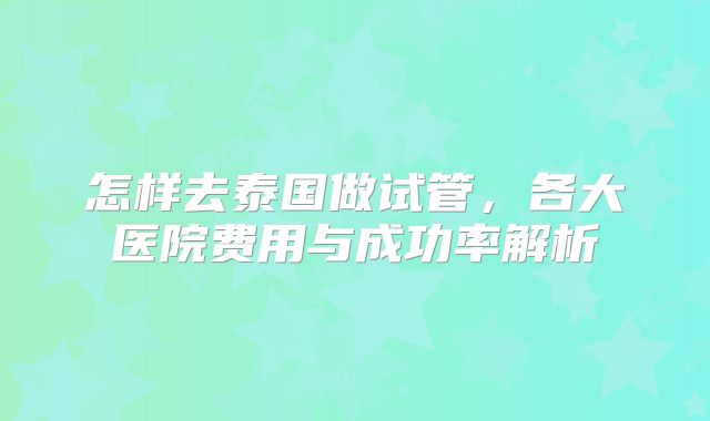 怎样去泰国做试管，各大医院费用与成功率解析
