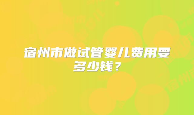 宿州市做试管婴儿费用要多少钱?
