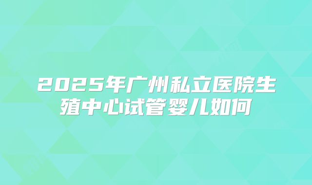 2025年广州私立医院生殖中心试管婴儿如何
