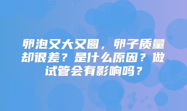 卵泡又大又圆，卵子质量却很差？是什么原因？做试管会有影响吗？