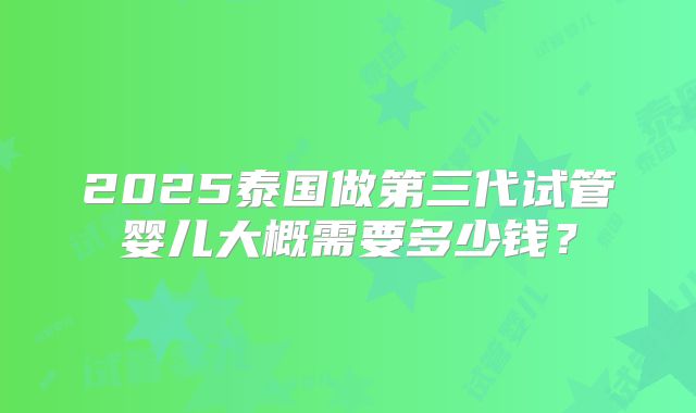 2025泰国做第三代试管婴儿大概需要多少钱？