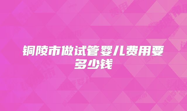 铜陵市做试管婴儿费用要多少钱