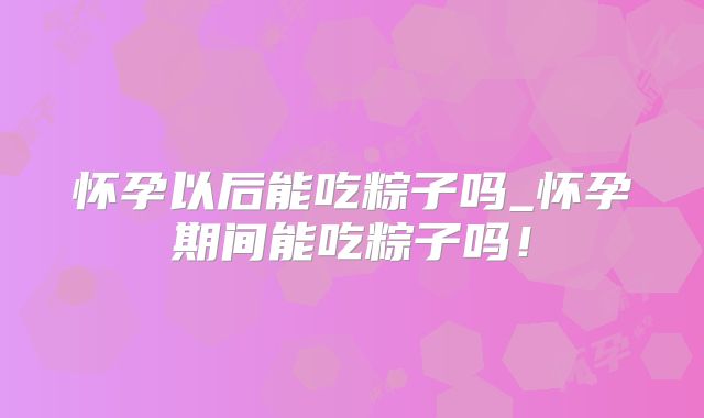 怀孕以后能吃粽子吗_怀孕期间能吃粽子吗！