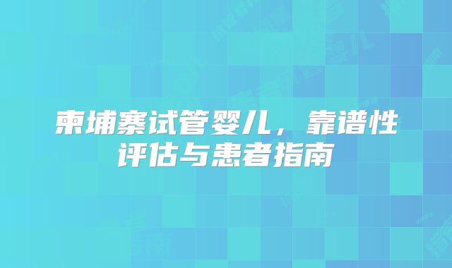 柬埔寨试管婴儿，靠谱性评估与患者指南