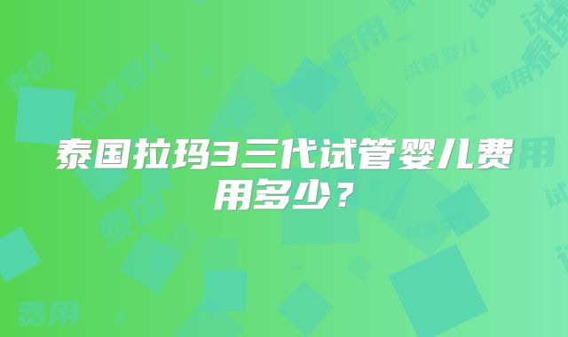 泰国拉玛3三代试管婴儿费用多少？