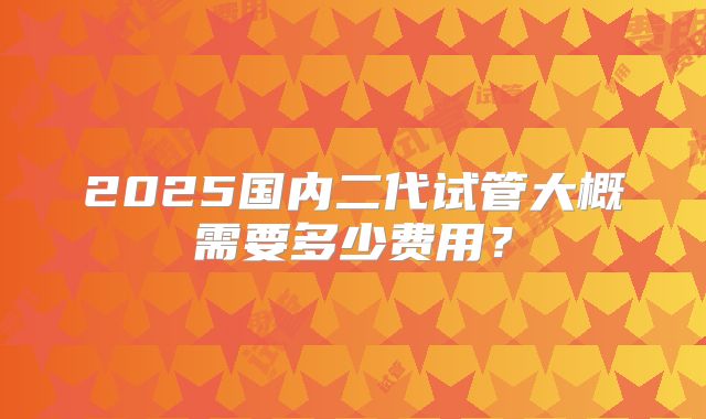 2025国内二代试管大概需要多少费用？