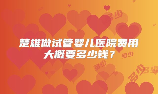 楚雄做试管婴儿医院费用大概要多少钱？