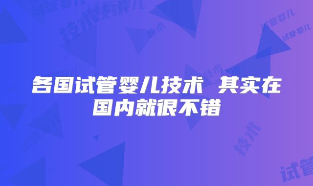 各国试管婴儿技术 其实在国内就很不错