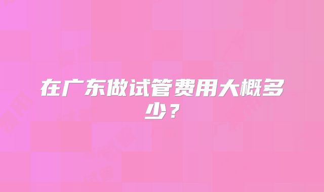 在广东做试管费用大概多少？