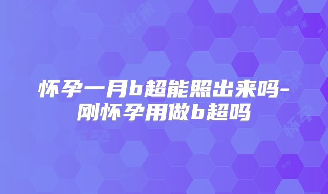 怀孕一月b超能照出来吗-刚怀孕用做b超吗