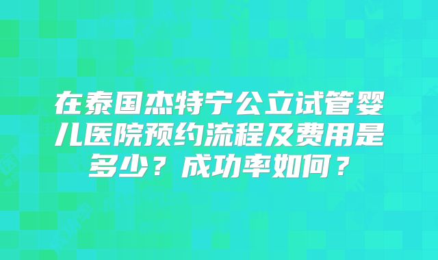 在泰国杰特宁公立试管婴儿医院预约流程及费用是多少？成功率如何？