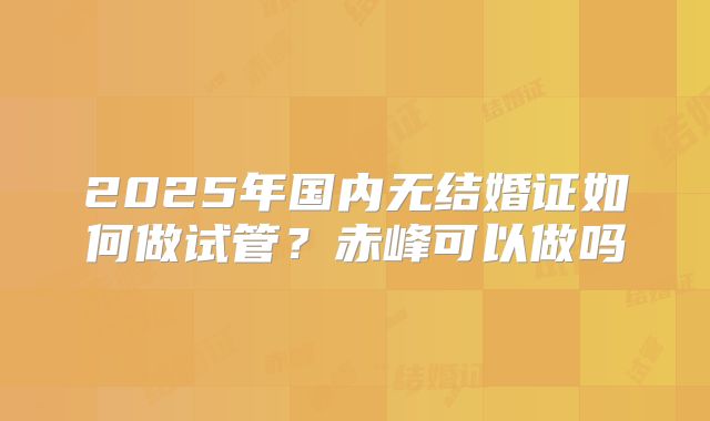 2025年国内无结婚证如何做试管?赤峰可以做吗