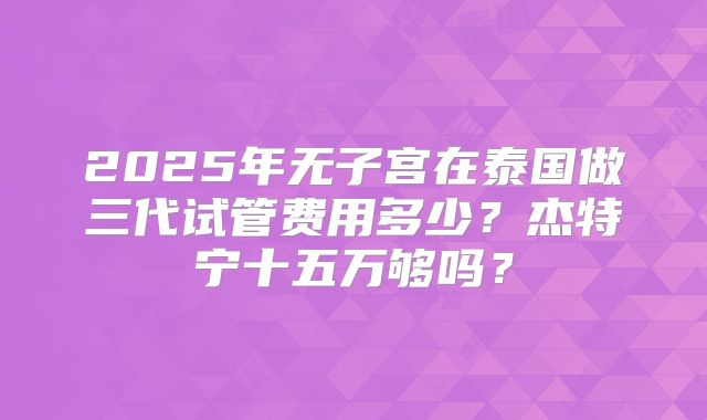 2025年无子宫在泰国做三代试管费用多少？杰特宁十五万够吗？