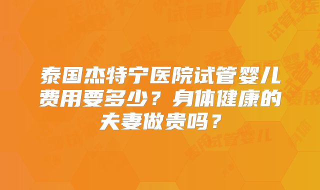 泰国杰特宁医院试管婴儿费用要多少？身体健康的夫妻做贵吗？