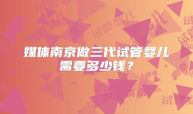 媒体南京做三代试管婴儿需要多少钱?