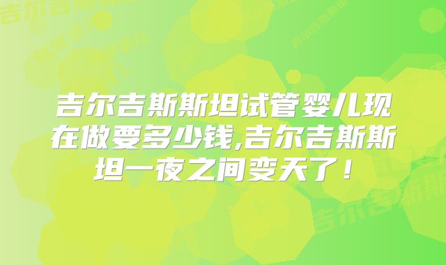 吉尔吉斯斯坦试管婴儿现在做要多少钱,吉尔吉斯斯坦一夜之间变天了！