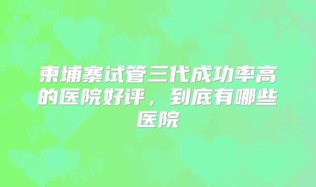 柬埔寨试管三代成功率高的医院好评,到底有哪些医院
