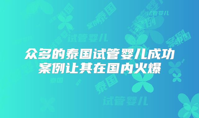 众多的泰国试管婴儿成功案例让其在国内火爆