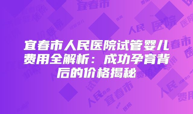 宜春市人民医院试管婴儿费用全解析：成功孕育背后的价格揭秘