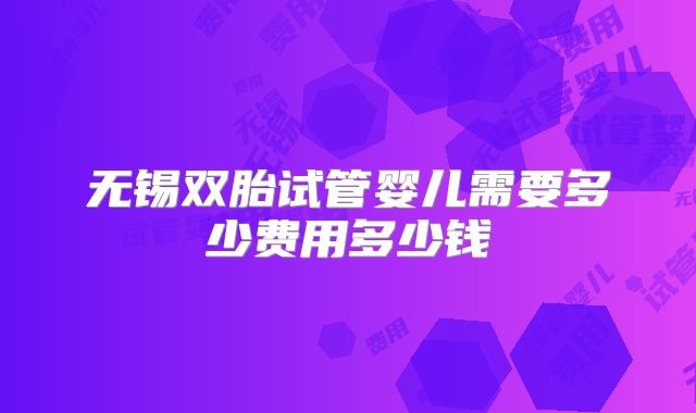 无锡双胎试管婴儿需要多少费用多少钱