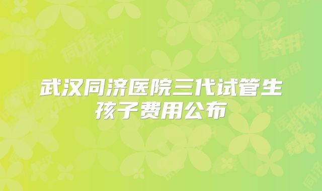 武汉同济医院三代试管生孩子费用公布